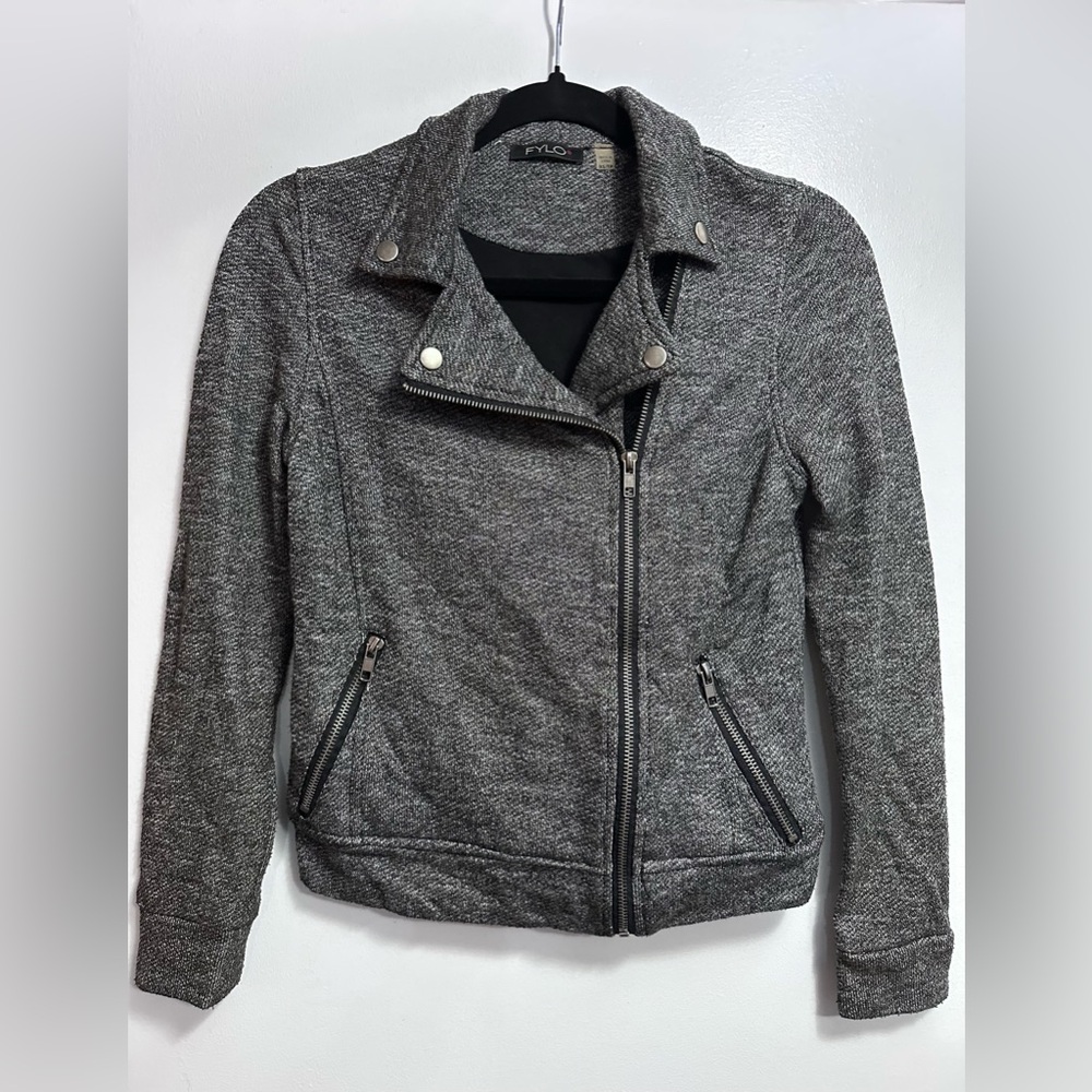 FYLO Gray Bomber Jacket with Asymmetrical Zipper